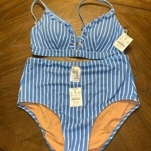 J. Crew  Bikini in Blue and White Stripes